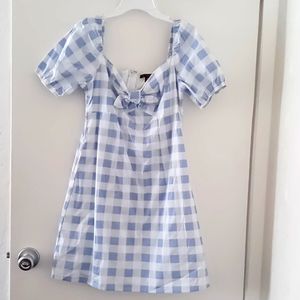 Gingham Spring/Summer Dress, Baby Blue and White, Medium